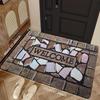 VIKAMA Tropical Flowers Welcome Floor Mat Anti-slip Washable Kitchen Floor Mat Indoor and Outdoor Area Area Rug Home Decoration