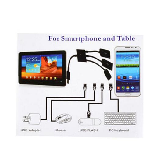 3-в-1 Micro USB Хаб OTG Штекер на Гнездо Двойной USB 2.0 Адаптер Кабель для Samsung
