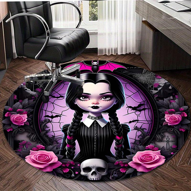 1pc Addams Family Wednesday3 Print Round Carpet Chair Round Carpet Suitable for Bedroom Living Room Home Decorative Carpet
