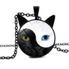 Женщины Тай Чи Инь Ян Cat Стеклянный кулон Ожерелье Свитер Цепь Ювелирный Подарок