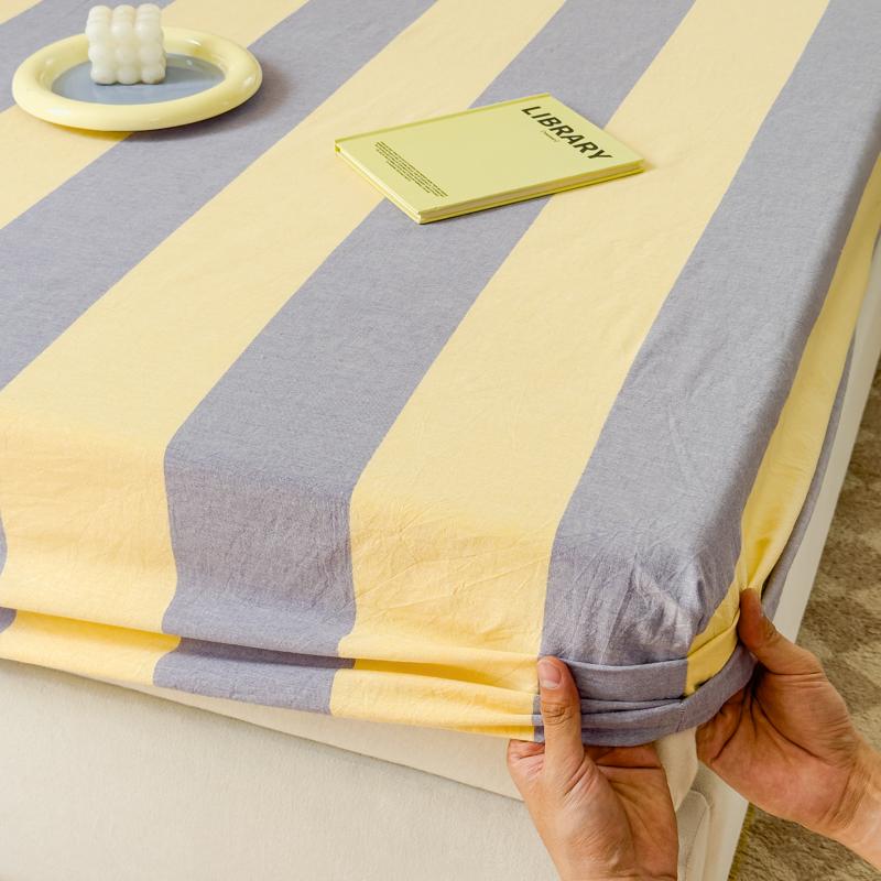 Stripe Style Fitted Sheet Pure Cotton Bed Cover Skin-friendly Bedsheet Girls Boys Room Mattress Protector sabanas(No Pillowcase)