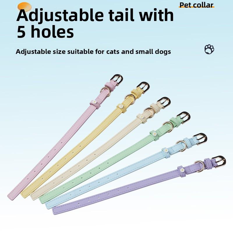 Strictly select the new microfiber leather small daisy cat jewelry collar ultra-light noble pet supplies collar choice