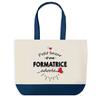 Tote Bag - PLANETEE - Sac Shopping Fond Bleu Bazar D'une Formatrice Adorée - Coton - 40x45 Cm - Grand Format