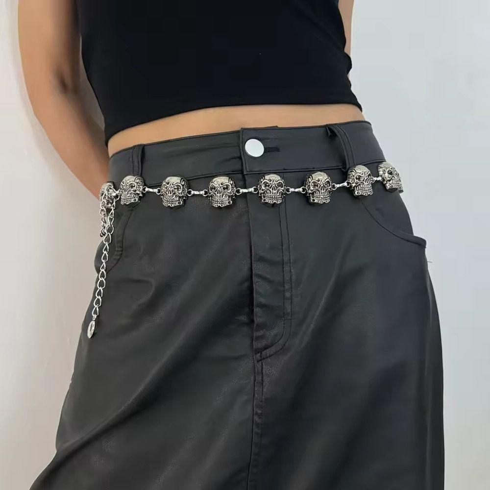 Y2K Skull Waist Chain Punk Waistband Fashion Body Chain Girl