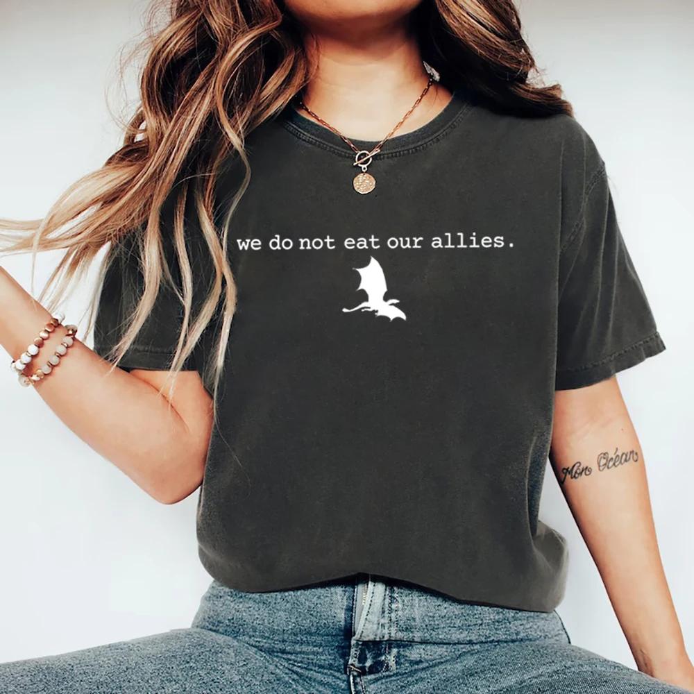 We Do Not Eat Our Allies Tee Fourth Wing Shirt Dragon Women Tshirts Short Sleeve Graphic T Shirts Basgiath War College Tee