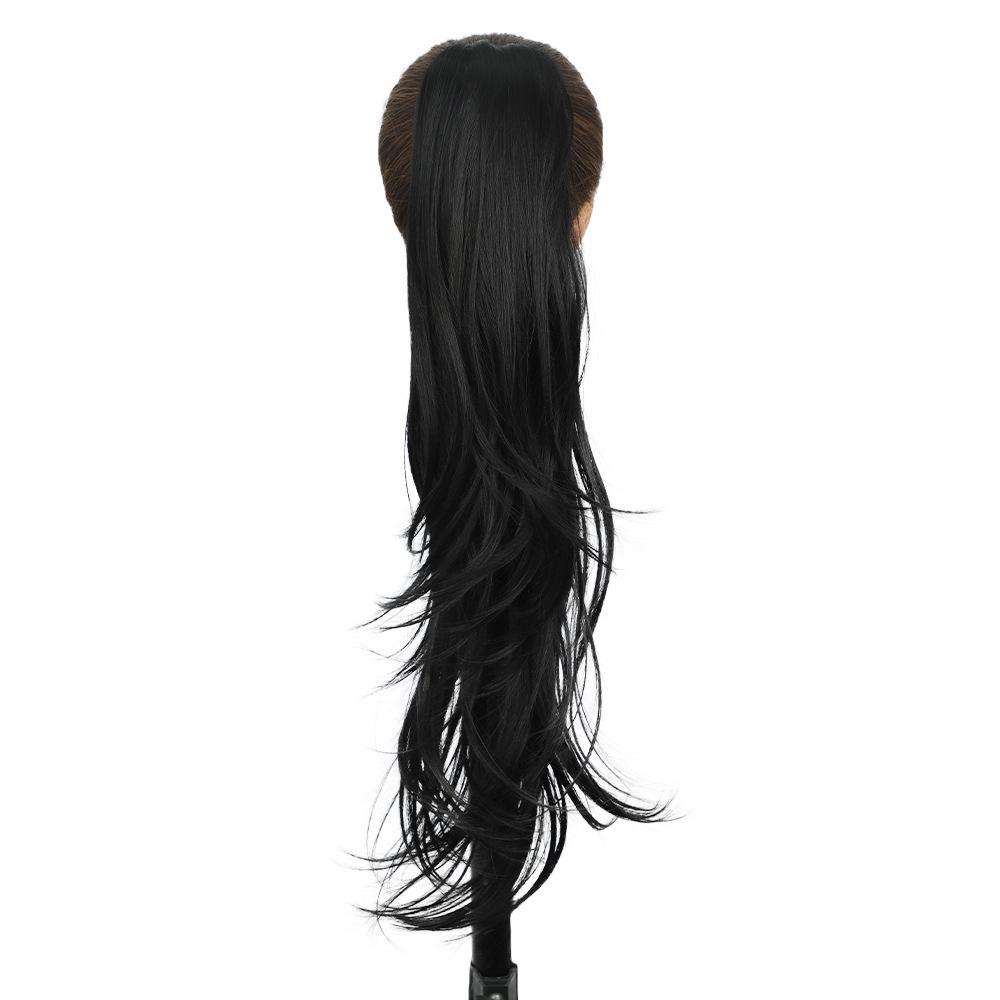European & American Women's Synthetic Curly Hair Large Claw Clip Ponytail Extension - Slightly Curled, High Ponytail