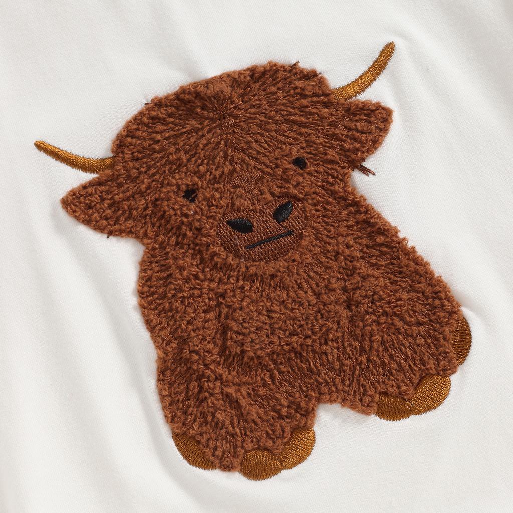 Baby Summer Romper Highland Cow Embroidery Short Sleeve Newborn Jumpsuit for Toddler Boy Girls Cute Clothes