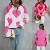 2025 Autumn Women's Clothing Plus Size Peach Heart Round Neck Big Love Sweater Women