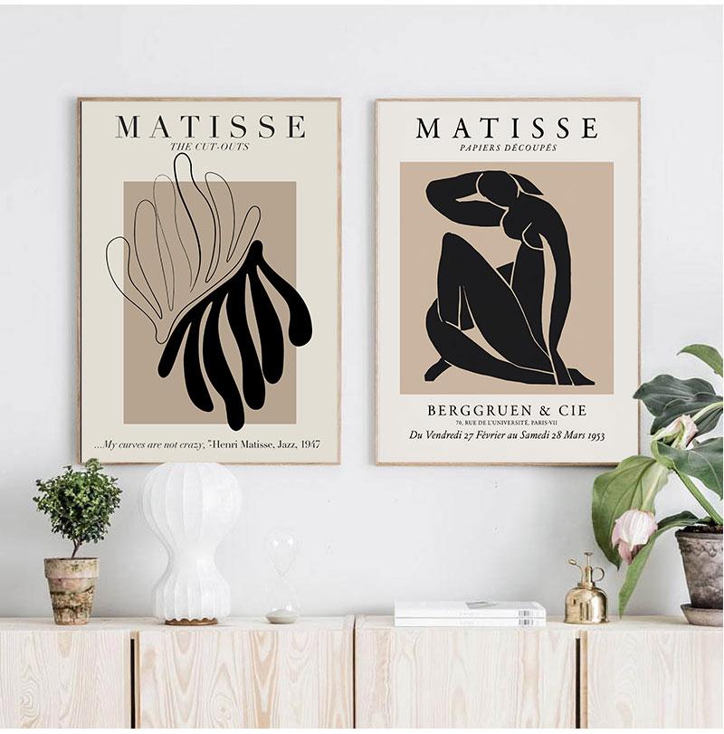 Henri Matisse Abstract Painting Minimal Illustration Wall Art Canvas Prints Vintage Beige Wall Pictures Home Decor No Frame