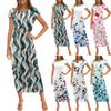Women's Fashion Casual Print Round Neck Short Sleeve Long Dress