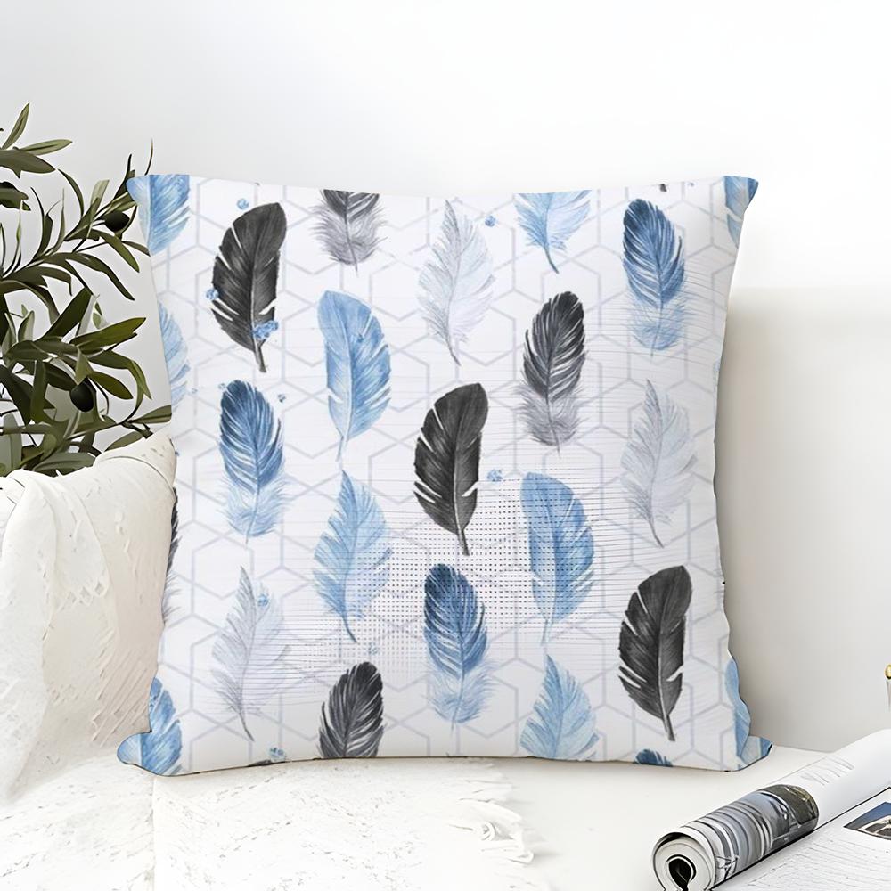 Light Beautiful Feather Pattern Pillow Case linen pillow case sofa home decor cushion cover cushion cove
