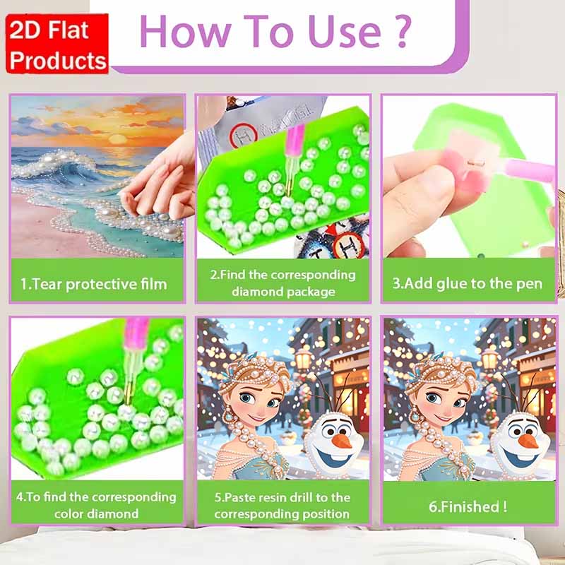 Disney Pearl Painting Anna and Her Best Friend Olaf DIY Pearl Painting Gem Art Pearl Dot Painting Picture Crafts Adult Beginner Gifts Home Decor