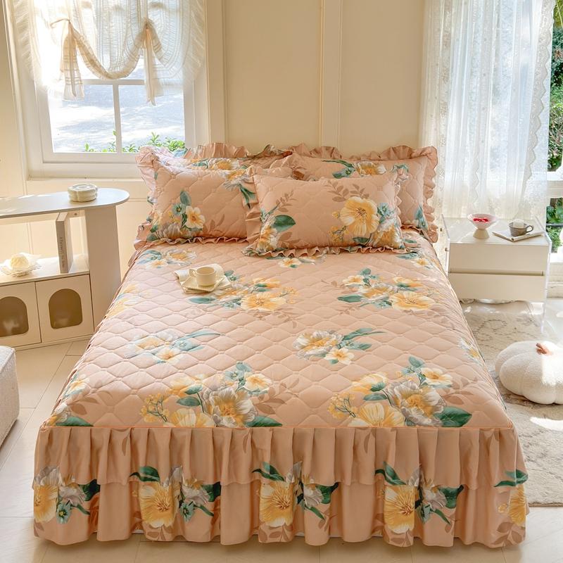 1 шт. Утолщенная Подзорная юбка для кровати в цветочном стиле Постельное белье Двухслойное кружевное покрывало для кровати Домашнее покрывало faldones de cama (Нет наволочки)