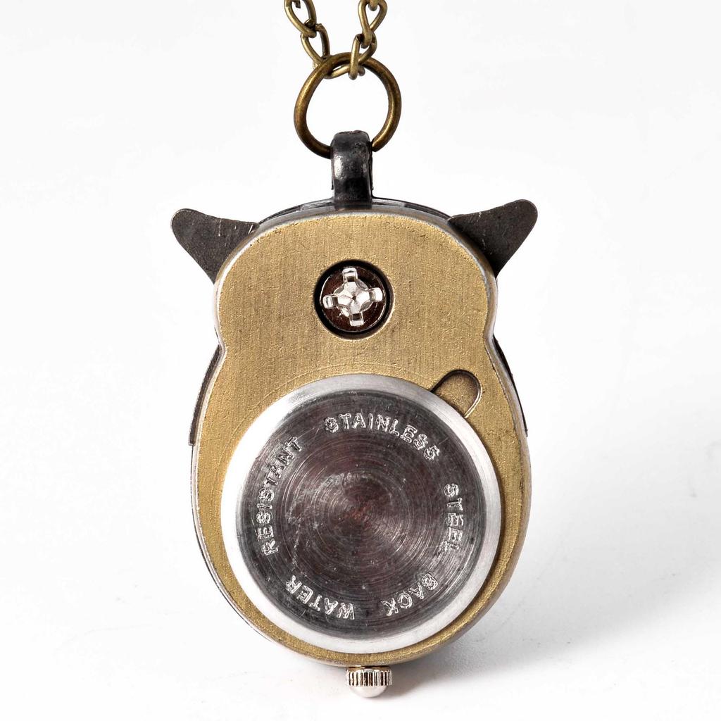 Antique Bronze Owl Pocket Watch 6104