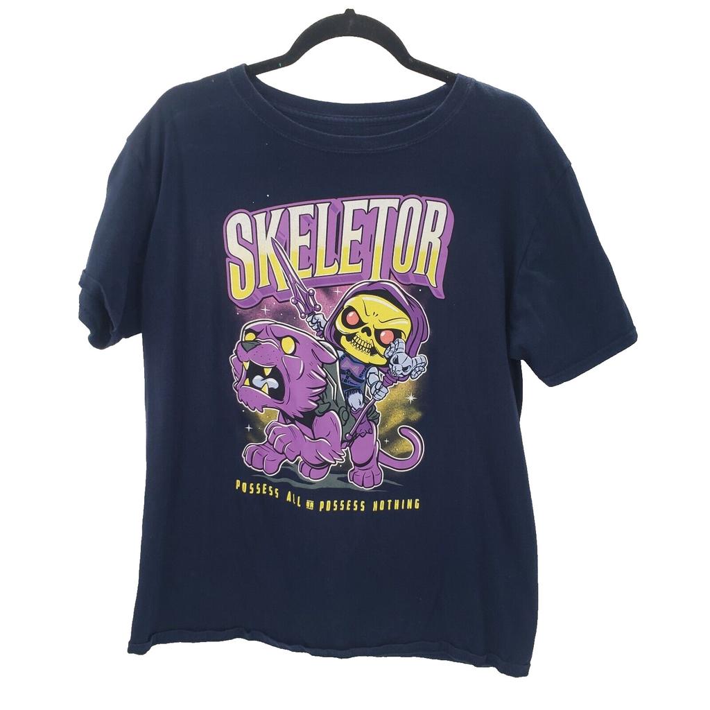 Pop Tees Skeletor Graphic Print T Shirt Mens Size Large Blue Short Sleeve He-man