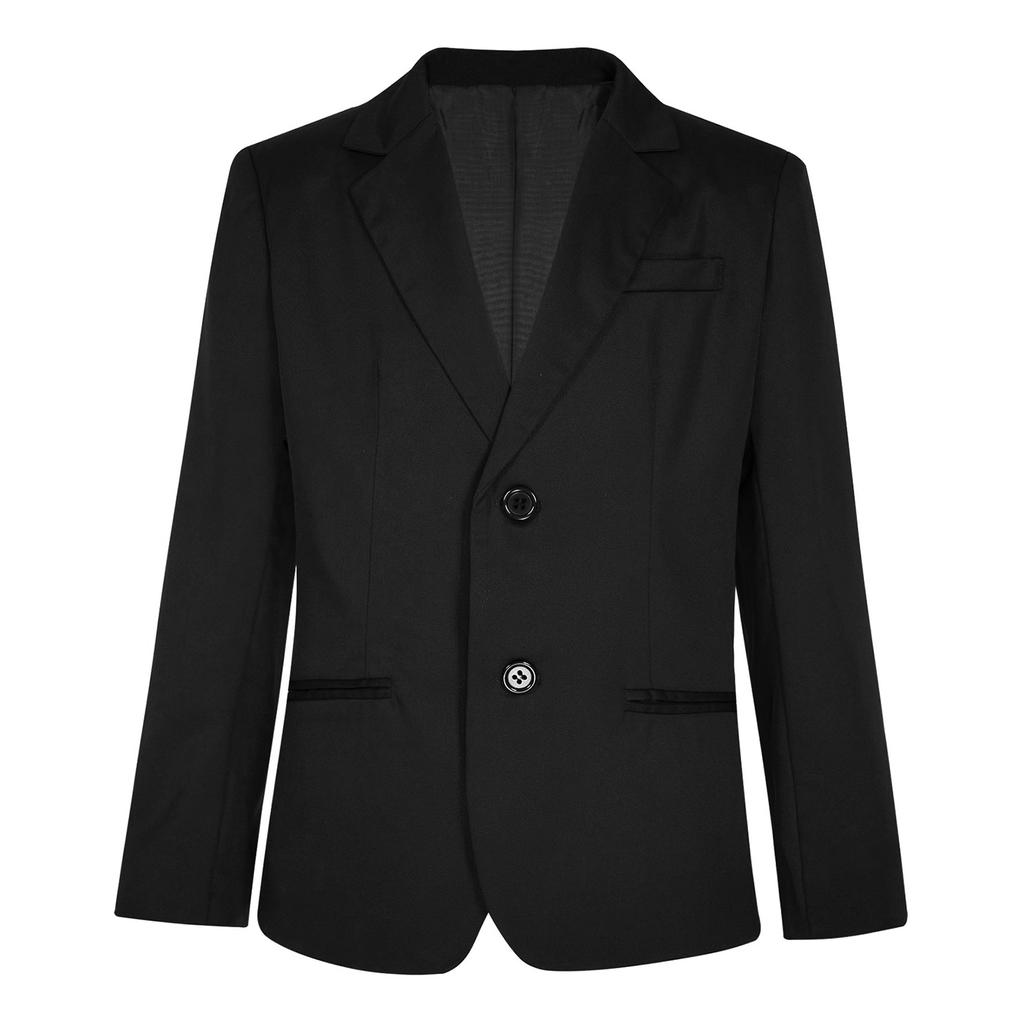 Boys Gentleman Blazer Notch Lapel Two Button Decorative Pockets Shoulder Pads Formal Suit Jacket