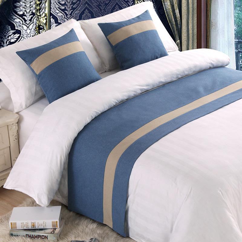 Nordic Style Simple Bed Flag Bed Runner With 2Pcs Pillowcase Home Hotel Wedding Decor Bed Spread Bedroom Decor Bed Tail Flag