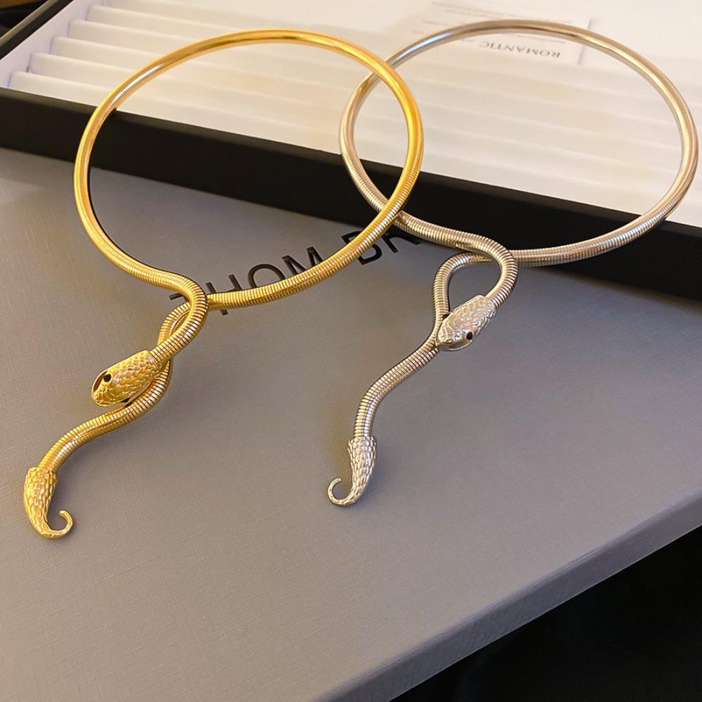 Metal Iron Zinc Zinc Alloy Women Snake Necklace Cool Street Necklace Clavicle Chain Couple