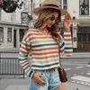 Fine Stripes Print Women Tshirts Ladies Tops Long Sleeve V-neck Pullover Femme T-shirts T Shirt For Women