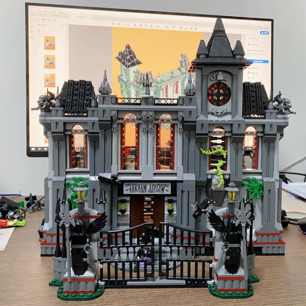 1619PCS MOC Arkham Asylum Building Block Set, DC Villains Gothic Architecture Castle Model, Display Decor for Adult Fans Kids