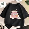 Peach Yogurt Printed Teenage Children Colorful T-shirt Girls Casual Loose Cute Fashion Summer Short Sleeve Children Top Clothing