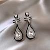 Серебряные игольчатые модные высококачественные серьги с бриллиантами Sense, черные серьги Niche Versatile Temperament, легкие роскошные высококачественные серьги