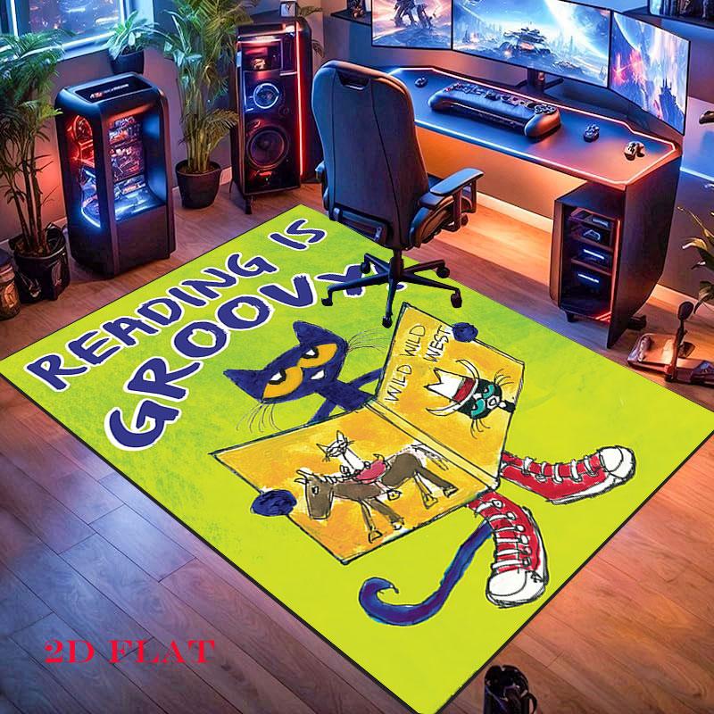 Pete Cat Fun Carpet Rug for Living Room Bedroom Home Sofa Decoration,Kids play Nonslip Floor Mat