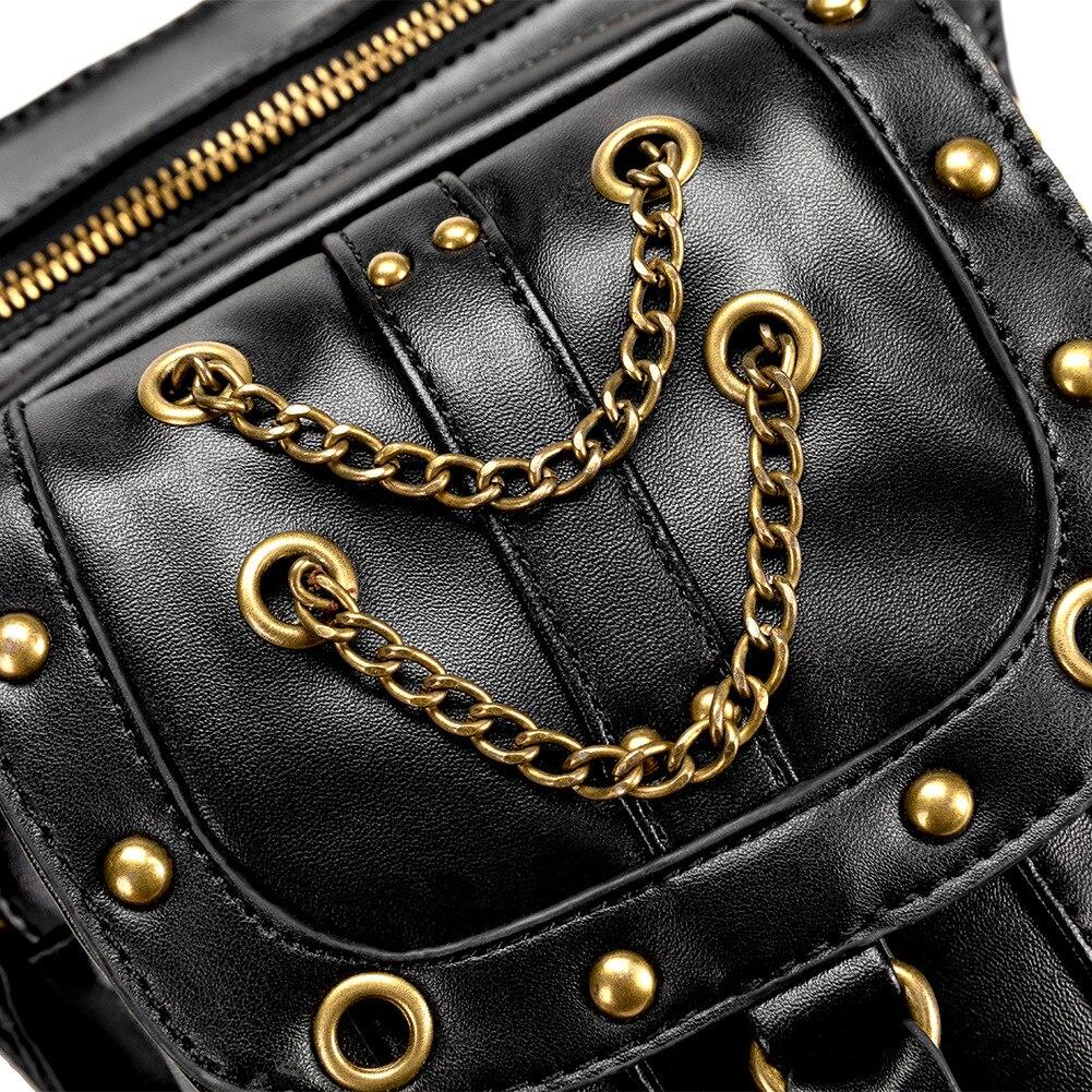 Johnature Punk Rivet Women Waist Pack Outdoor Chain Moto & Biker Belt Bag Pu Leather Multifunctional Shoulder Bags