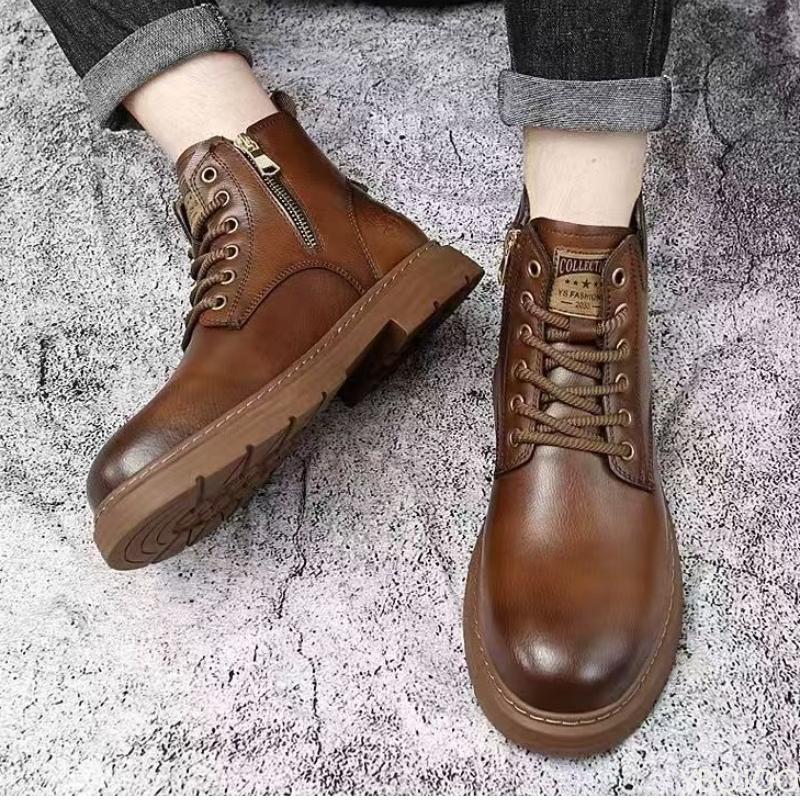 Fashionable Versatile Spring Autumn New High Top Men's Shoes Casual Comfortable Men's Shoes Trendy Retro Simple Warm Short Boots