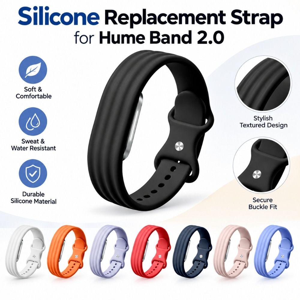 Silicone Replacement Strap Adjustable Fitness Tracker Wristband for Hume Band 2.0 for Men Women
