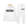 Mens Casual Hooded Sweatshirt Set With Graphic Print Long Sleeve Top Pants Outfit
