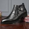 Fashion Men's Ankle Boots British Black Zip Knight Boots Pointed Winter Elegant Men Leather Shoes Botas Platform Punk Booties for Men
