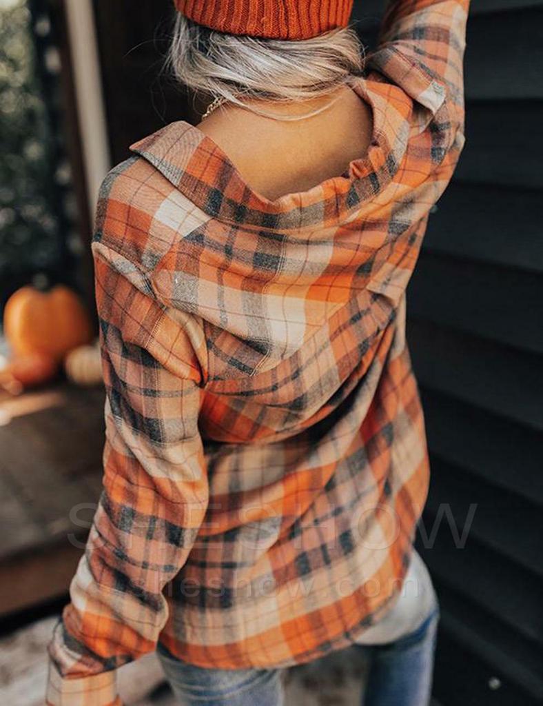Женская клетчатая повседневная рубашка с длинным рукавом - Осенне-весенний бестселлер
