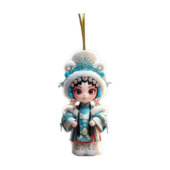 Chinese Opera Figurine Ornament Traditional Chinese Opera Girls Doll Hanging Decor 2D Acrylic Christmas Tree Ornament for Xmas Home Tree Decor