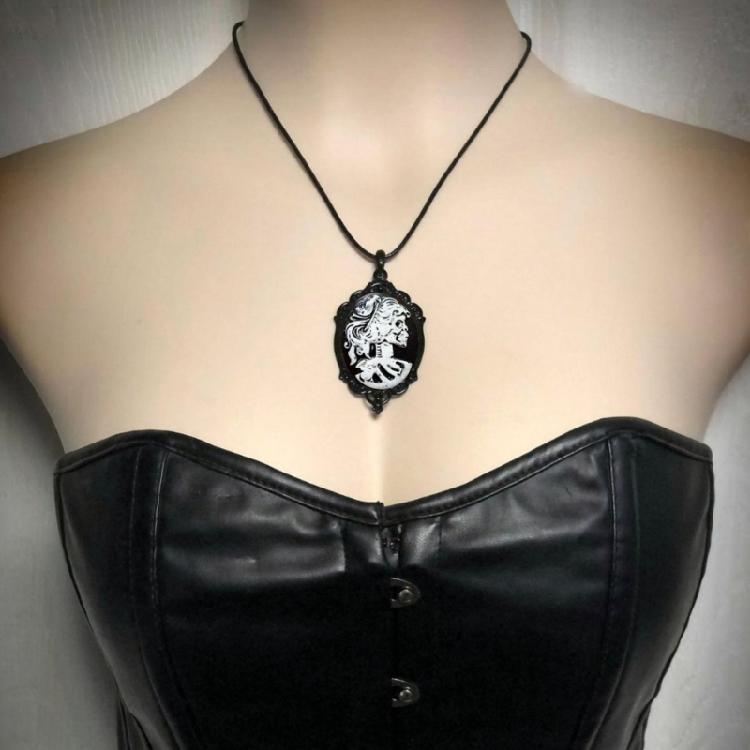 Заявление Кулон Камея Череп Уникальное Ожерелье-Цепочка Украшение Дизайн Для Поклонников Готической И Панк-Культуры