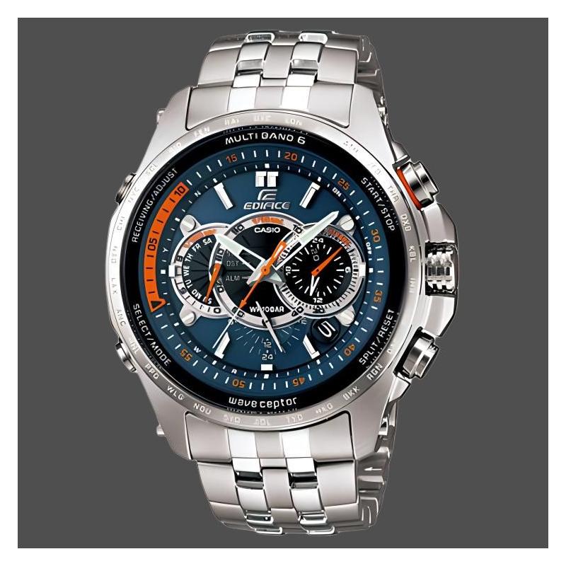 Casio EDIFICE Простой деловой кэжуал Синий и красный контрастные цвета Питание от солнечной энергии Шесть радиостанций Классическая стрелочная индикация Четыре циферблата и восемь EQW-M710D-2A