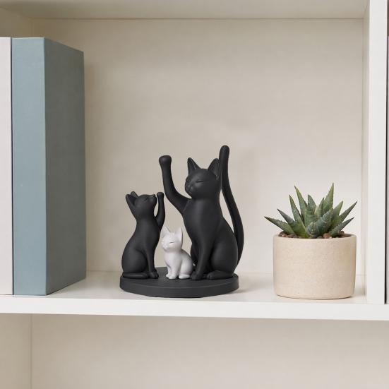 Милая Фигурка Кошачьей Семьи, 3D-печатная Скульптура Родителей-Кошек и Котенка, Современное Настольное Украшение с Кошкой, Подарок для Любителей Кошек