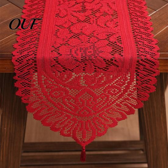 Embroidery Table Runner Retro Floral Lace Runner, Boho Rustic Tablecloth, Farmhouse Cover for Christmas Wedding Bridal Baby Shower Party Vintage