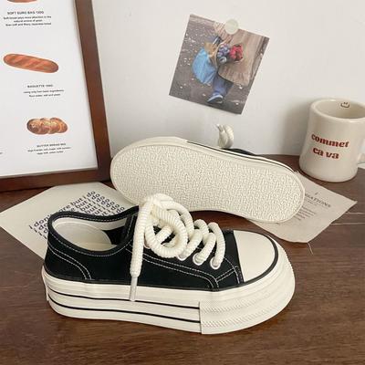 Молочно-белые туфли хуху женские новые осенние тонкие дышащие туфли на платформе парусиновые туфли студенческие универсальные кеды