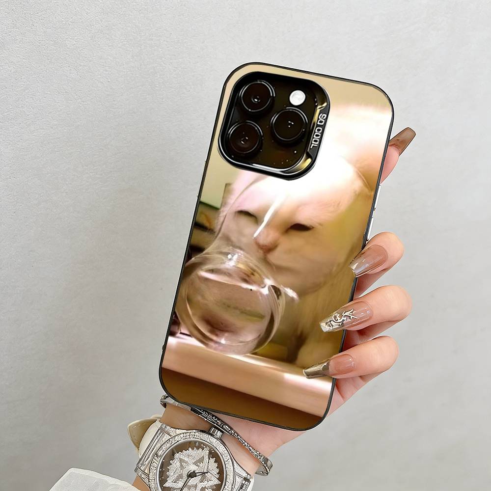 Забавный чехол для телефона с кошкой Чехол для телефона для iPhone 17,16,15,14,13,12,11 Plus,Pro Max,XS,Цветной Посеребренная Внутренняя крышка