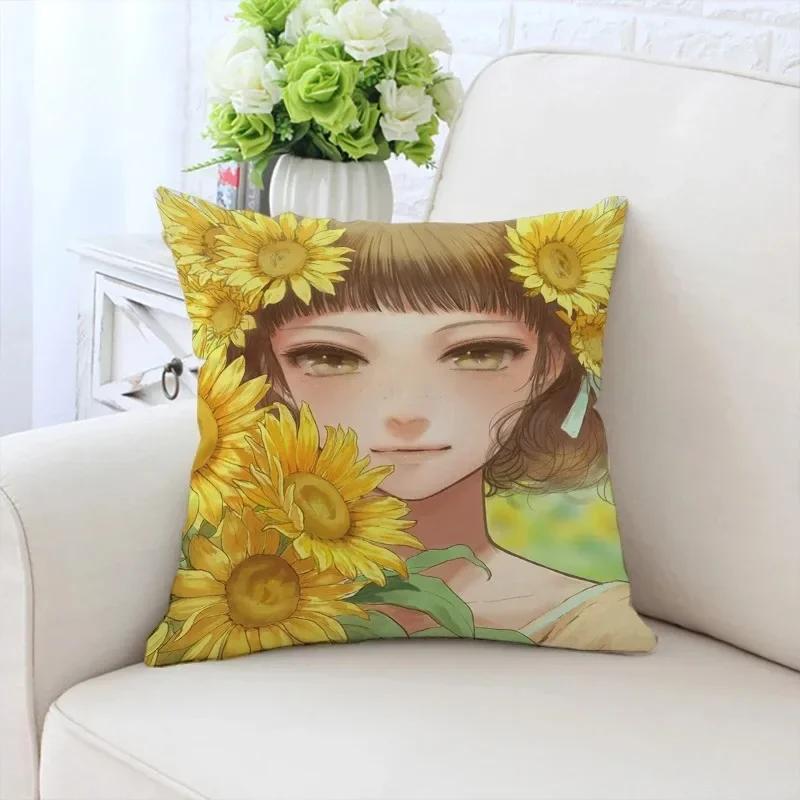 Роскошный домашний декор, наволочка для автомобиля, гостиной, дивана, чехол для подушки с рисунком подсолнуха и девушки