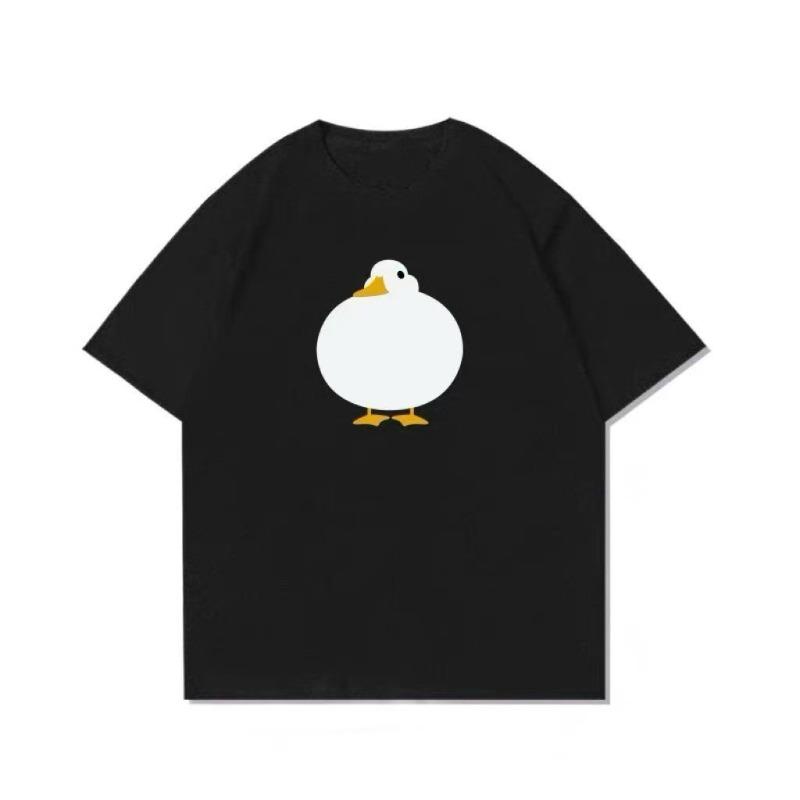 American Style Funny Duck Pure Cotton Printed Unisexs And Unisexs Tshirt New Fashion Trend Loose Casual Round Neck Tshirt