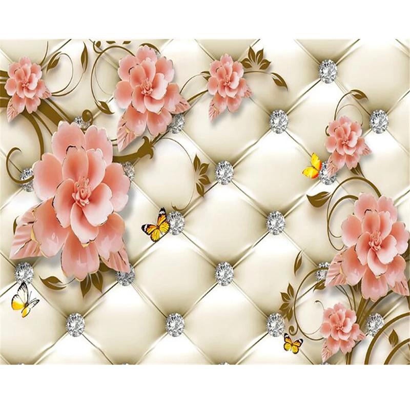 Обои европейские мягкие сумки обои ромбовидные цветы бабочка фреска дом гостиная спальня 3d обои