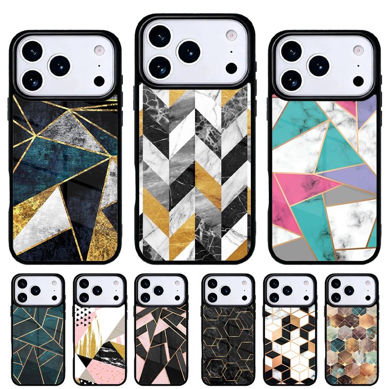 Marble Geometric Art Phone Case for iPhone 17 16 15 14 13 Pro Max Back Cover for 12 11 Pro Coque