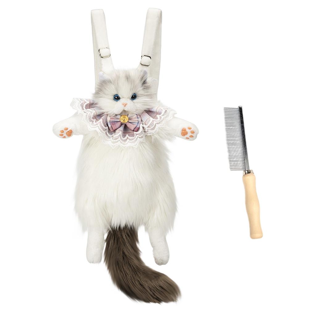 Рюкзак в виде мягкой игрушки Милый плюшевый рюкзак в виде кошки, Сделанный вручную реалистичный рюкзак в форме кошки для сопровождения плюшевой кошки