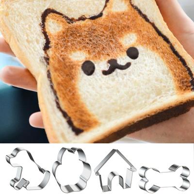 4 шт./компл., формочка для печенья, домик для собаки, форма в форме лапы, легко снимается, пищевой класс, пресс из нержавеющей стали, пресс-форма для резки печенья, набор кухонных инструментов для выпечки