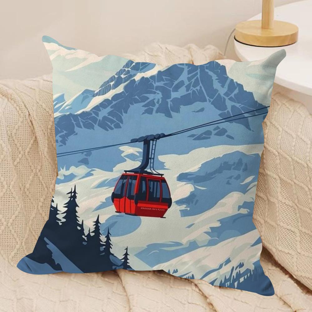 Ski Resort Prop Cushion Cover Pillowcase Ultra Soft Skin Friendly Fabric Cloud Like Comfort Concealed Zipper