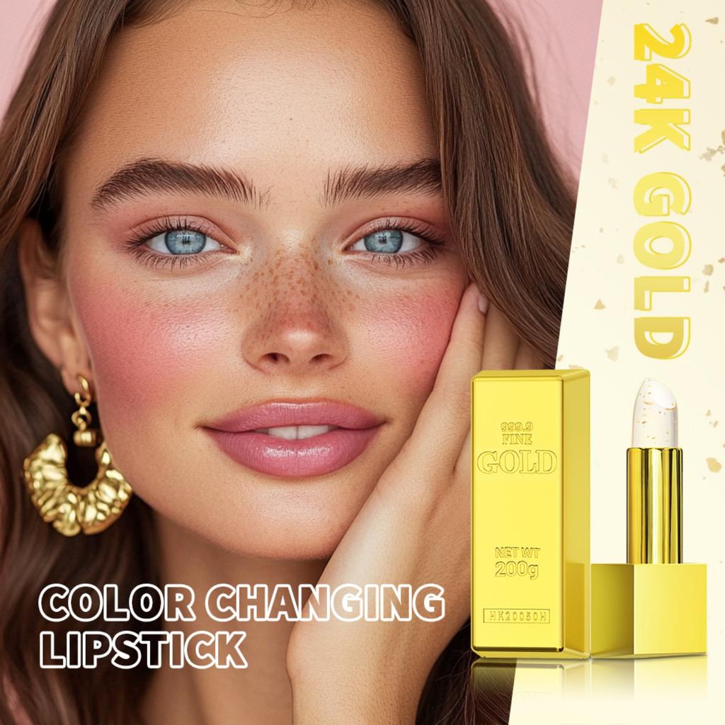 Помада, меняющая цвет, Увлажняющая и стойкая, Увлажняющая, Модная, Блестящая, Золотая фольга, Помада, меняющая цвет