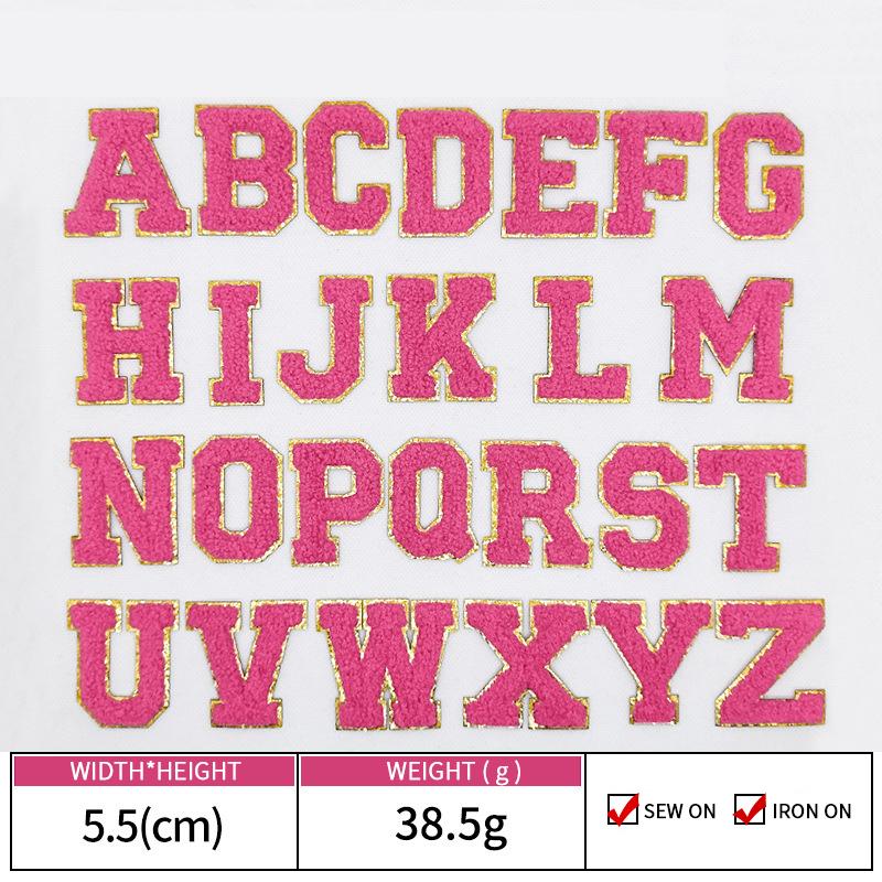 Colorful English Letter Chenille Embroidery Patches Iron on Sew on Garment Alphabet Crochet Patches for Clothing Hat Cap Craft
