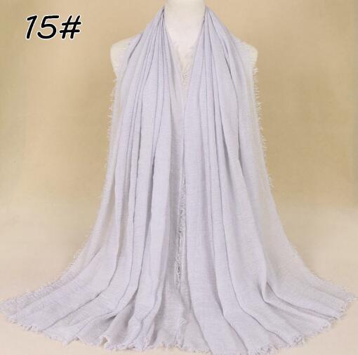 New Ethnic Oversize Muslim Crinkle Hijab Head Scarf Women Solid Bubble Cotton Shawls And Wraps Soft Big Linen Foulard Femme